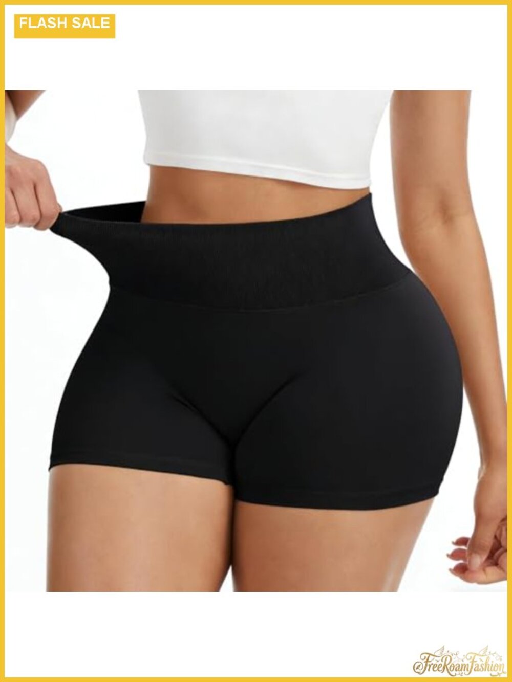 Women's High Waisted Compression Biker Shorts with Tummy Control, Seamless 4"